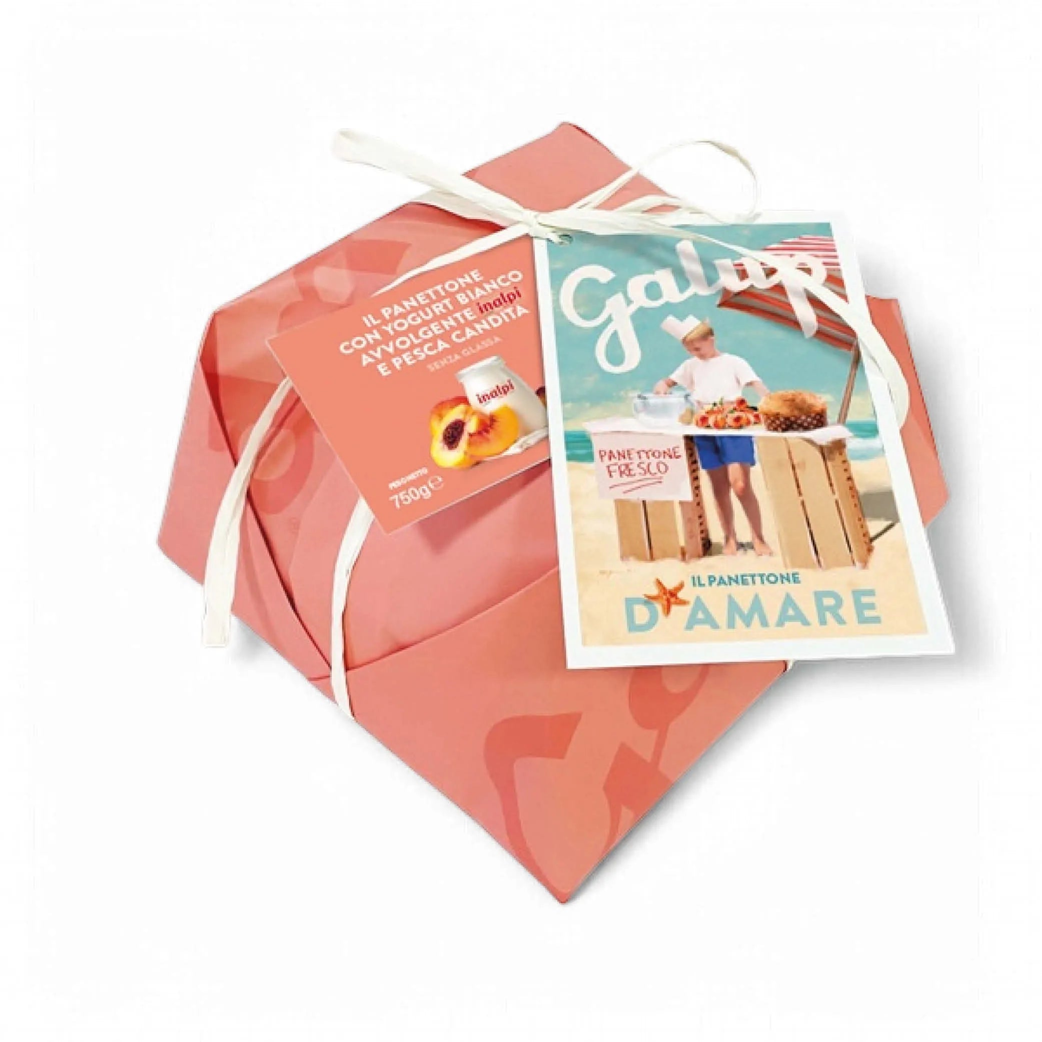 Panettone d'Amare con cubetti di Pesca candita e Yogurt Inalpi 750g | Shopper in Tessuto in Regalo