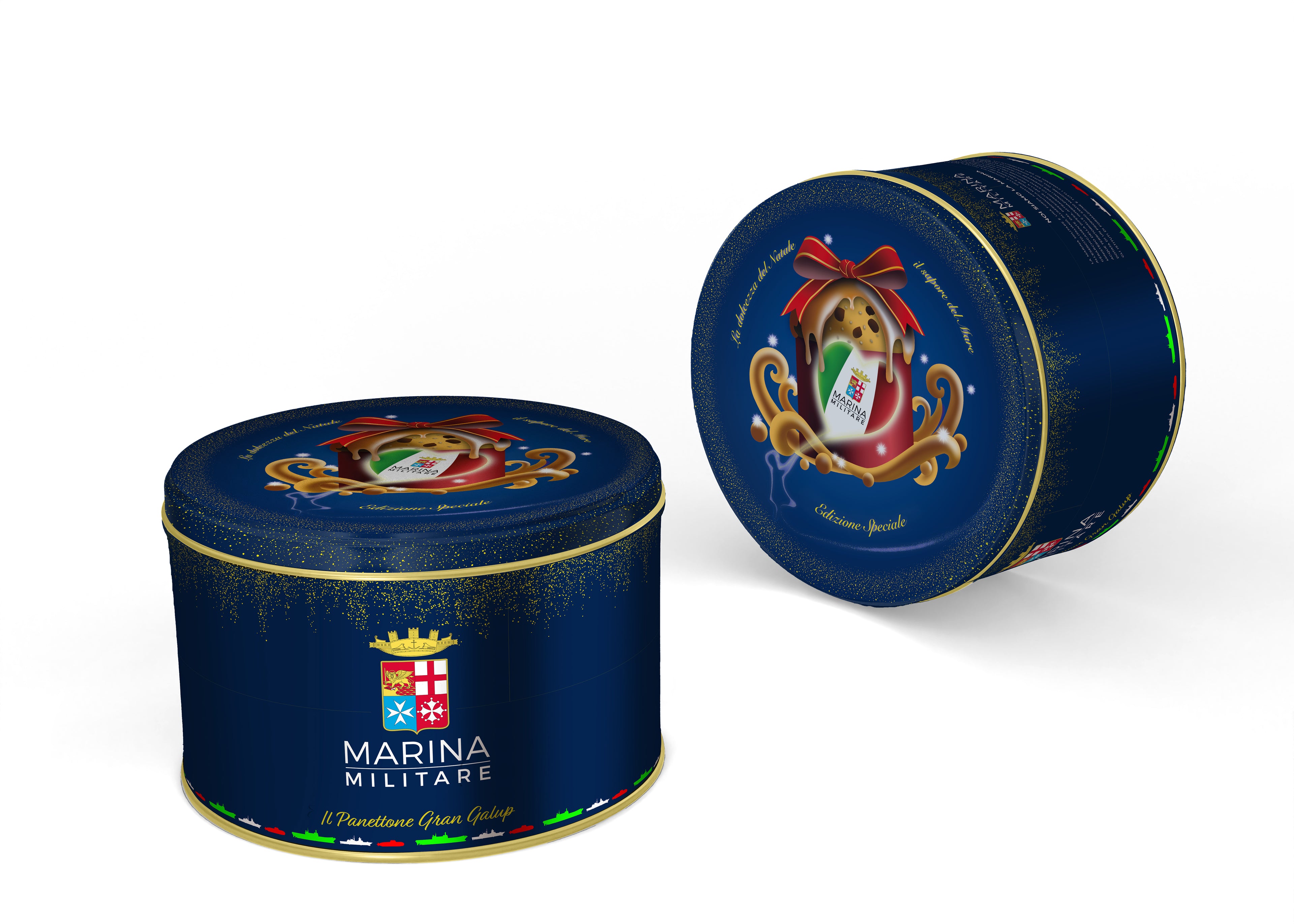 PANETTONE CON PESCA CANDITA E FARCITO AL CARAMELLO SALATO 900g - MARINA MILITARE - PREORDINA