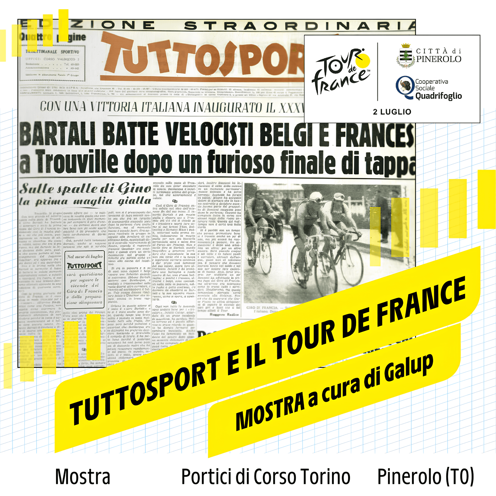 Galup celebra il Tour de France a Pinerolo con un'installazione storica