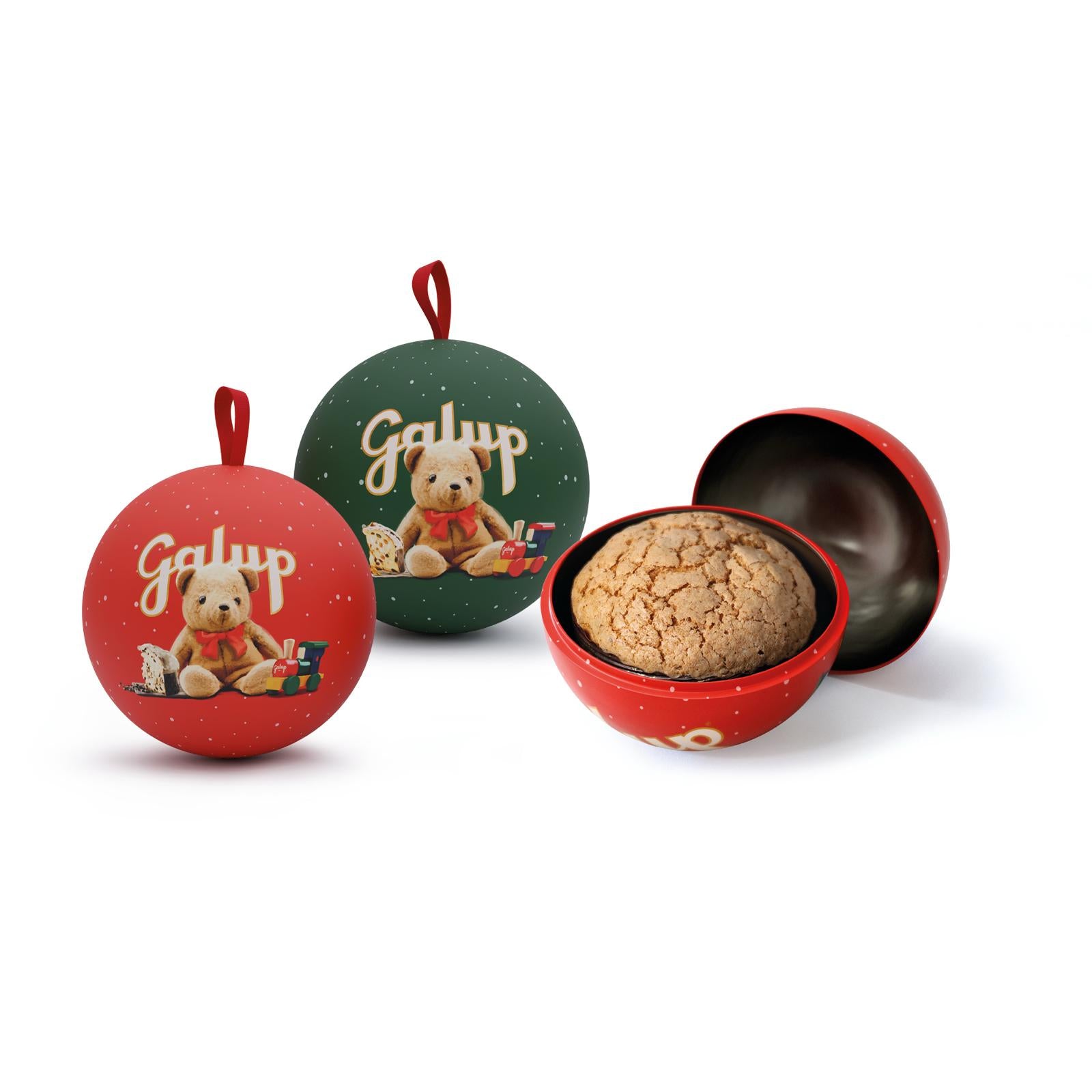 Panettoncino classico 100g + panettoncino gocce di cioccolato 100g - set Palline di Natale in latta