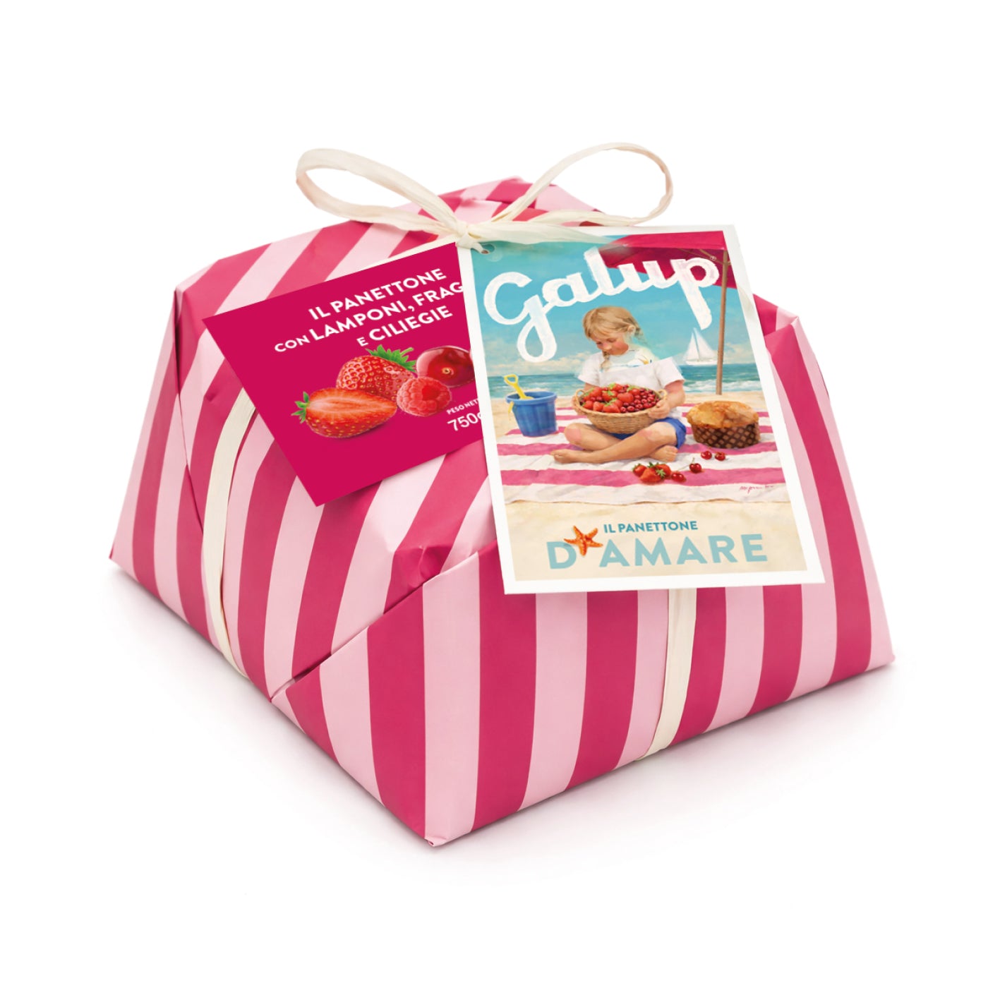 Panettone d'Amare con lamponi, fragole e ciliegie 750g