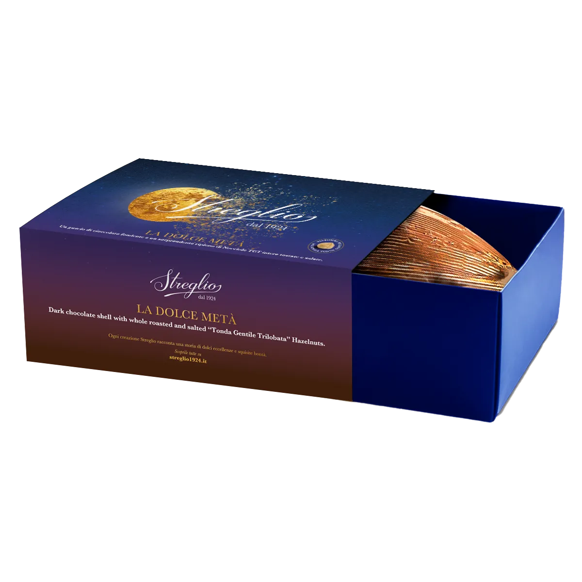 LA DOLCE METÀ STREGLIO FONDENTE CON NOCCIOLE INTERE - 350G